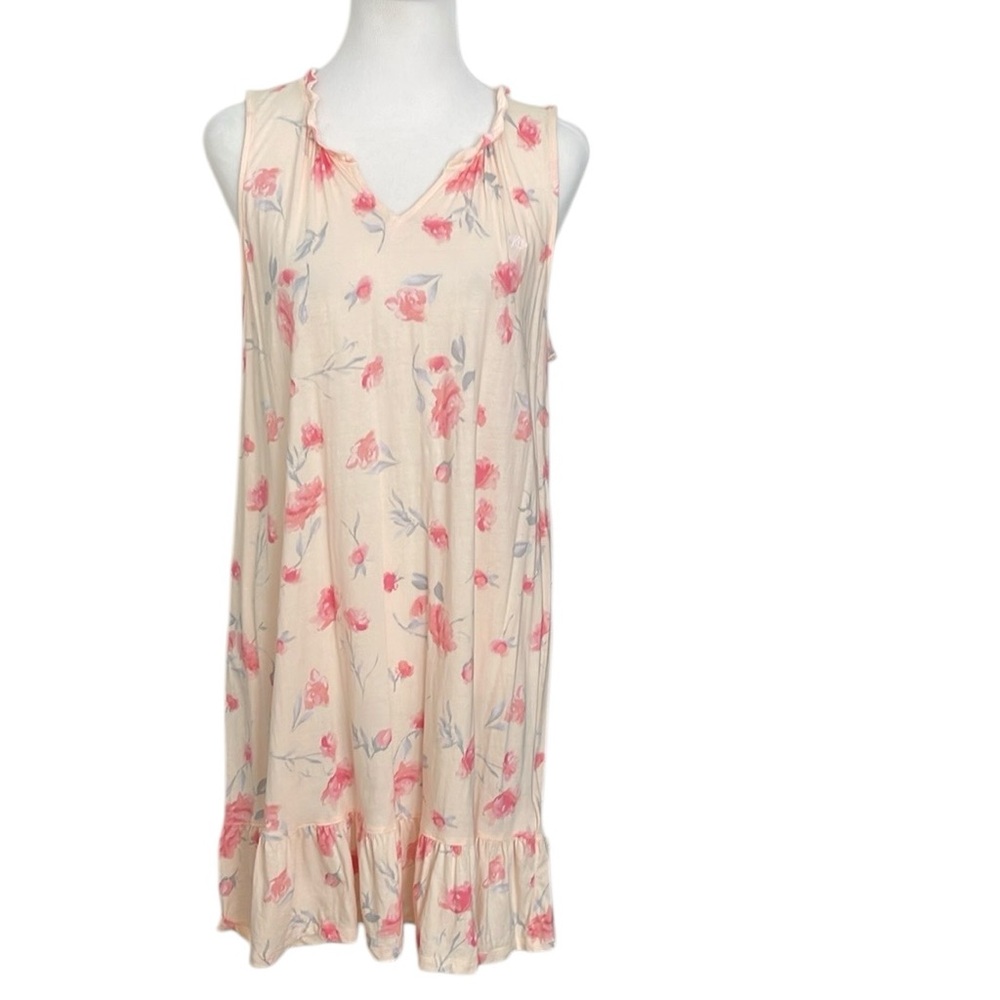 Lauren Ralph Lauren Cotton Blend Logo Floral Nightgown Dress Black Label
